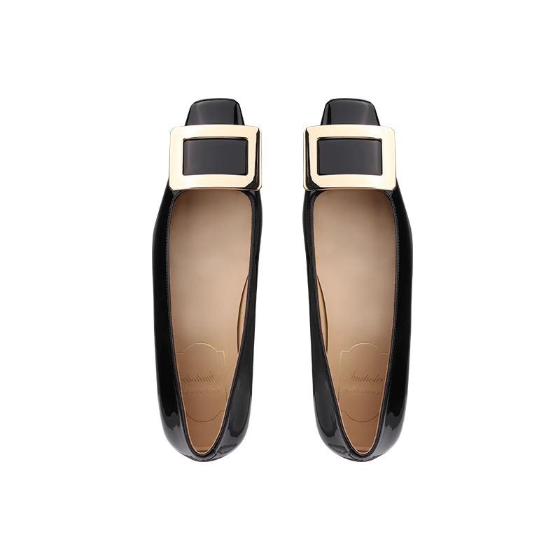 

Версия из коровьей кожи~ Элегантные туфли на толстом каблуке с квадратным носком и плоской подошвой для женщин, весна-осень 40