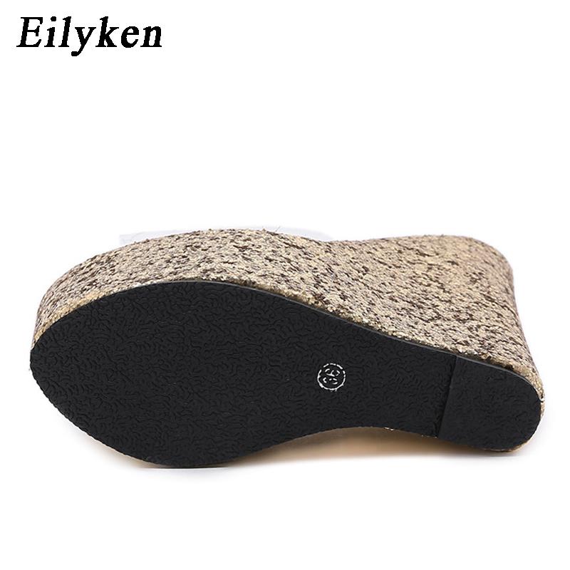 Eilyken PVC Transparent Platform Wedges Slippers Summer Peep Toe Shoes Woman Sexy Super High Mules Pumps Sandals