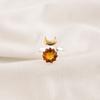 Round Citrine Gemstone 925 Silver Boho Eternity Mother Gift Promise Ring Jewelry RR-58-1