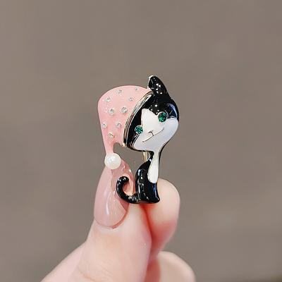 Anti-light Brooch Female Cute Pink Kitten Spot Brooch High-end Female Suit Pin Accessories Exquisite Jewelry