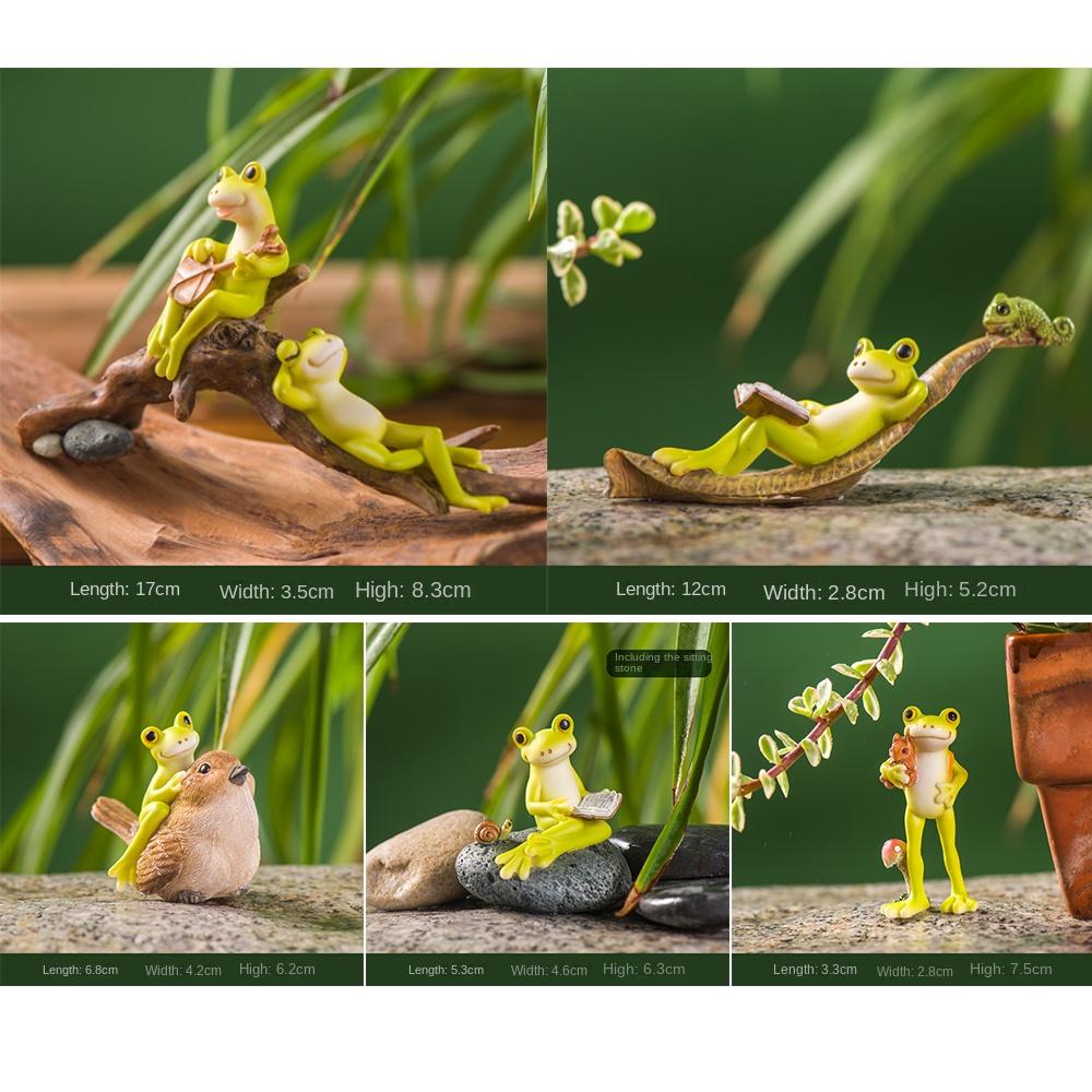 Resin Frog Flower Pot Ornaments Mini Home Micro Landscape Cute Animal Frog Ornament