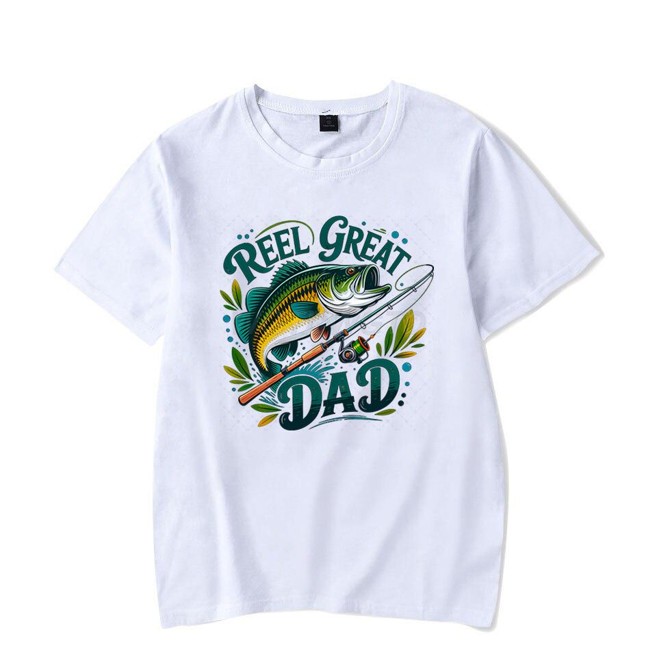 Reel Great Dad Graphic T Shirts for Men Fishing Life Funny Short Sleeve Tee Shirt Fishing Lovers Trendy Dad Design Summer Tops