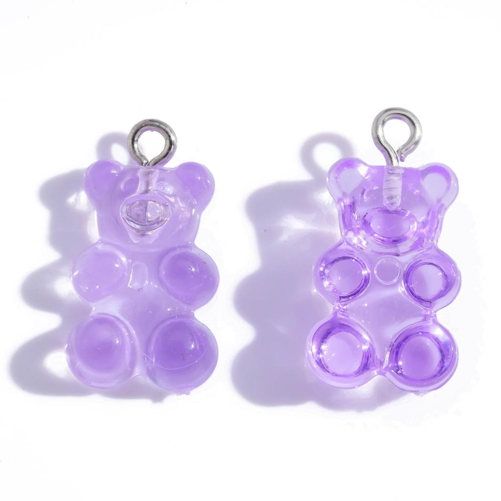 Colorful Transparent Bear Resin Pendant for DIY Jewelry and Keychains