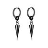 2pcs/set Black Or Silvery Unisex Punk Stainless Steel Cross Cone Feather Chain Pendant Hoop Earrings Ear Stud Jewelry Set