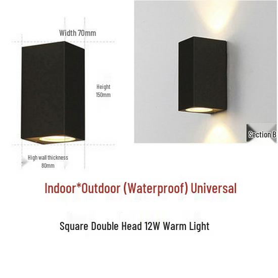 LED Waterproof Exterior Wall Light for Villa Courtyard - Creative Double-Headed Balcony and Door Pillar Spotlight