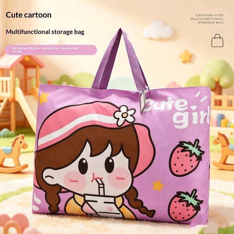 Large Capacity Waterproof Oxford Cloth Cartoon Kids Quilt Storage Bag For Clothes Quilts