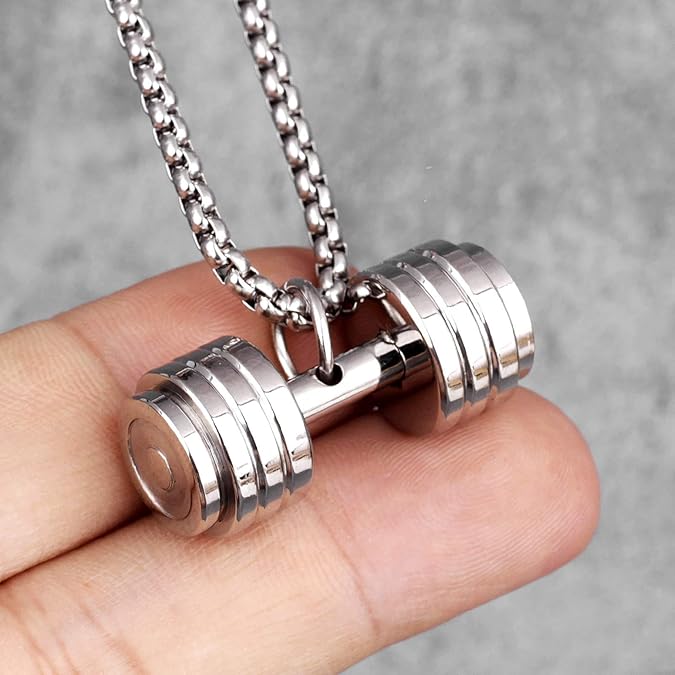 Lightweight And Comfortable Gym Pendant Necklace For Women Cool And Eye-catching Dumbbell Pendant