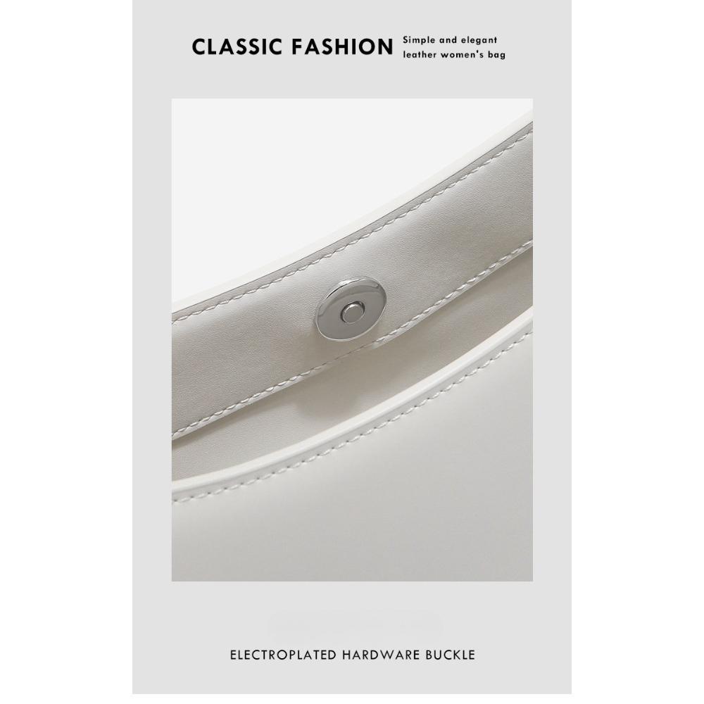 Leather Underarm Bag Premium Cowhide Crescent Bag Large Capacity Commuter Handbag Niche Light Luxury One Shoulder Baguette Bag