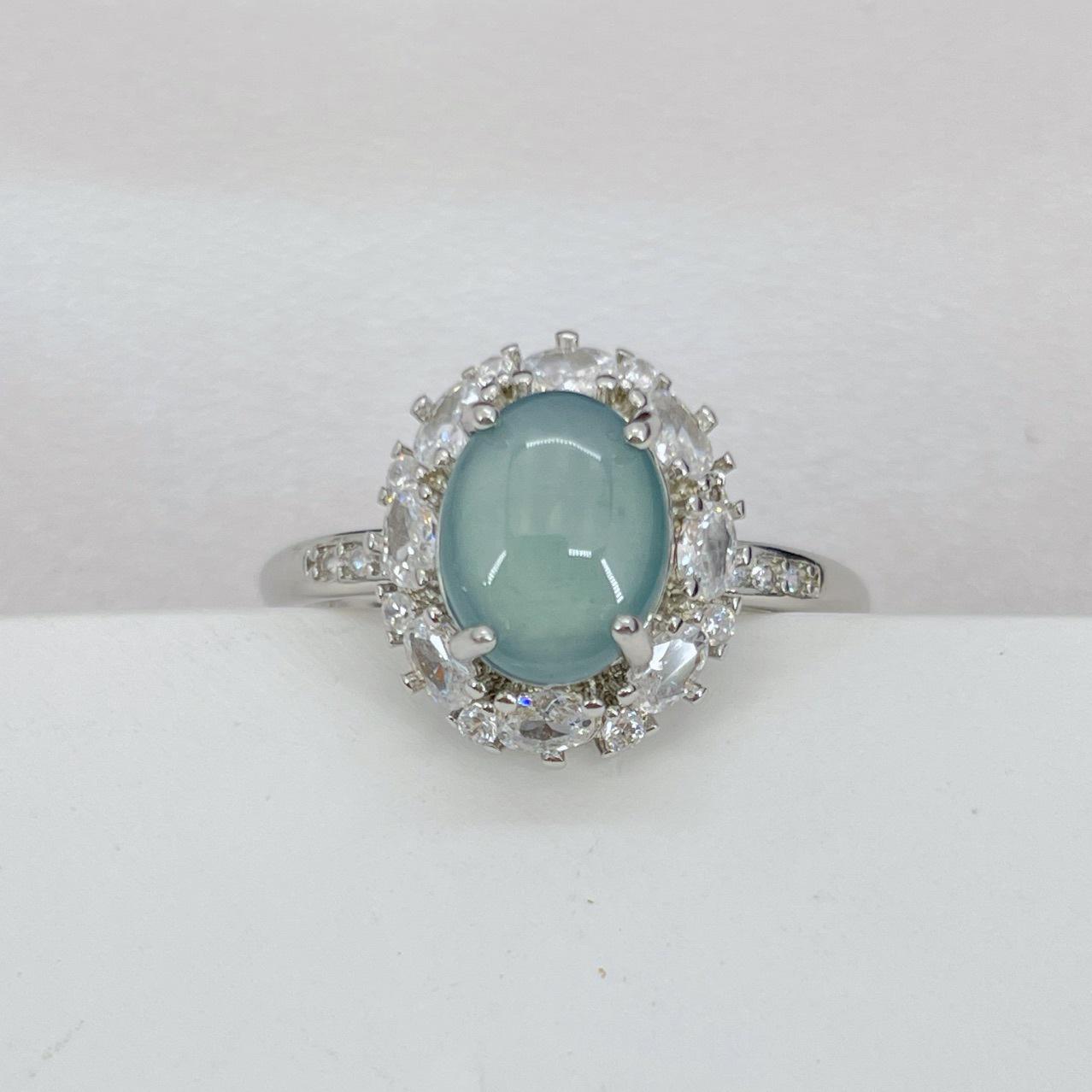 

Icy Blue Jadeite Women s Ring - Natural Grade A Jadeite