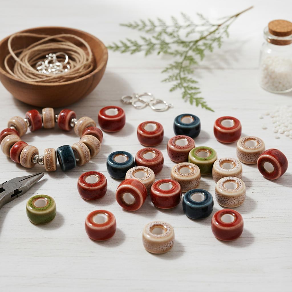 10pcs/Lots 7*11mm Ceramic Bead Circular Spacer Beads for Handmade DIY Bracelets Necklaces Earrings Jewelry Making Accessories