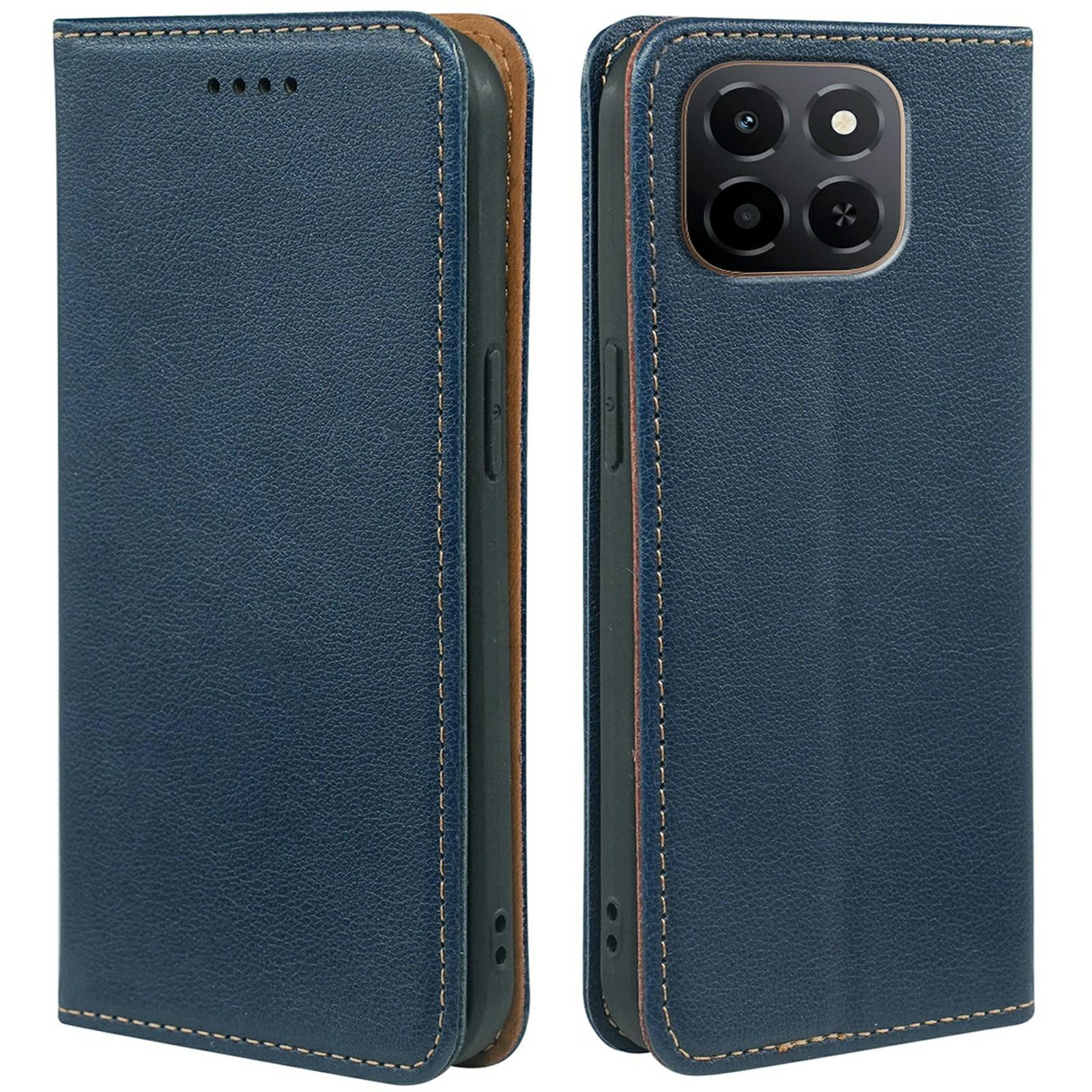 

For Honor X6c 4G Case Wallet RFID Blocking Leather Phone Cover Strong Magnetic Closure Blue