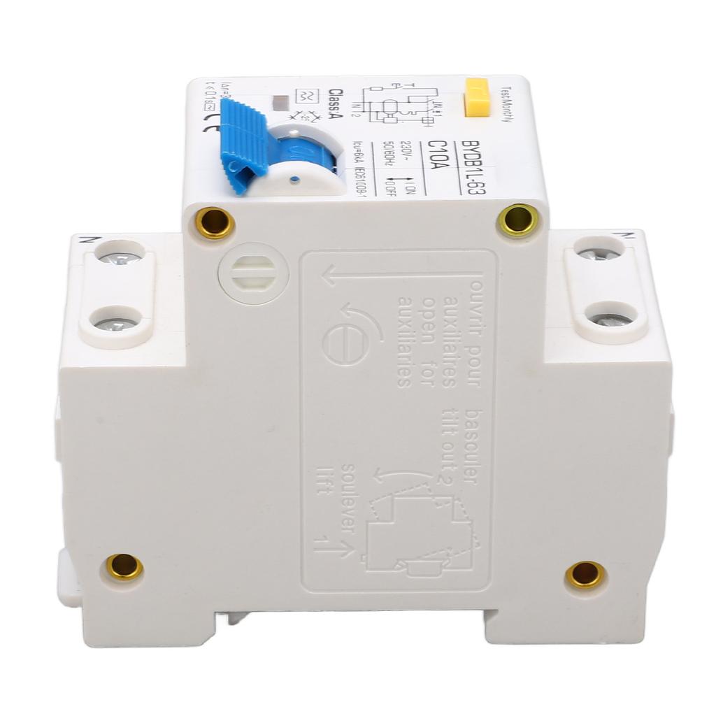 Circuit Breaker 1P+N Leakage Protection Switch 10A 230V AC DIN Rail MCB for Home