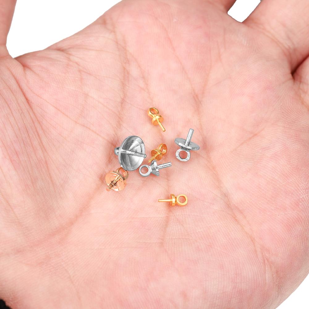 50-100 pz/lotto Ottone Mezza Foro Pendenti E Ciondoli Occhio Spilli Perline Tappi Superiore Forato Balle Del Pendente Risultati Connettori Per Creazione di Gioielli