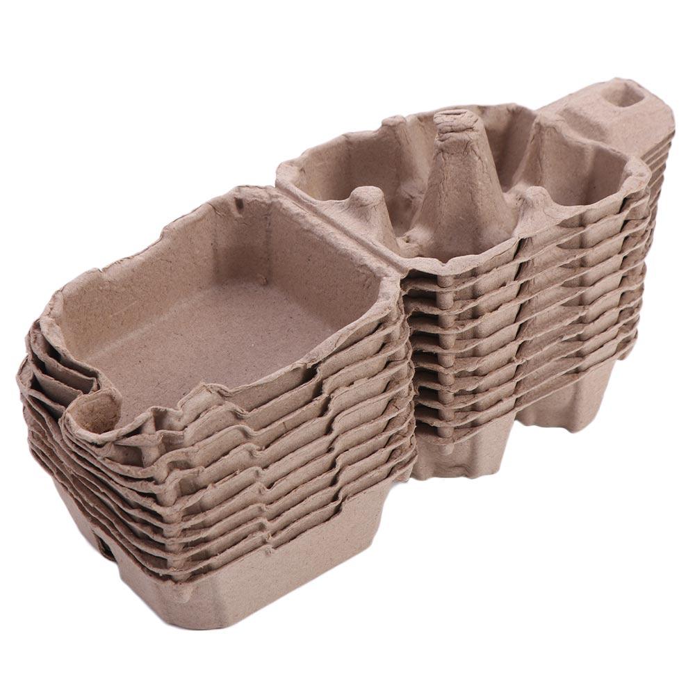10Pcs Space Saving Paper Pulp Egg Cartons 4 Grids Empty Egg Storage Box Chicken Eggs Tray for Home