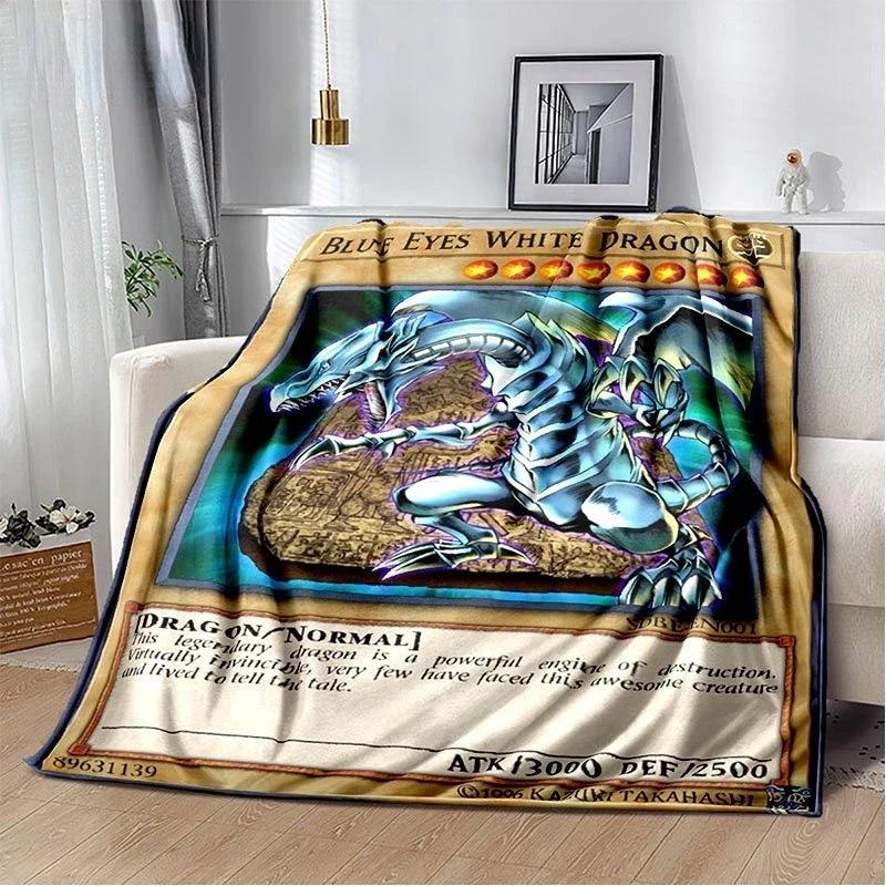 Anime Yu Gi Oh Karte Überwurfdecke Blauäugiger Weißer Drache Anime Cartoon Weiche Plüschdecken Schlafzimmer Büro Tagesdecke Heimdekor
