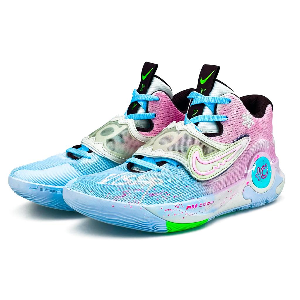 Nike KD Trey 5 X Abrasion Resistant Abrasion Resistant Mid top Basketball Shoes Men's Blue Pink DJ7554-014(Team1324-)