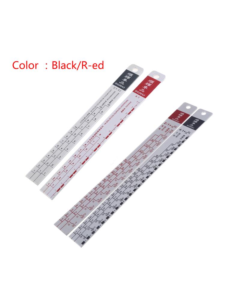 Standard Paint Ruler Paint Mixing Tool Ruler Paint Tool Black/R-ed Suitable for Cars Steel Ruler Paint Tool