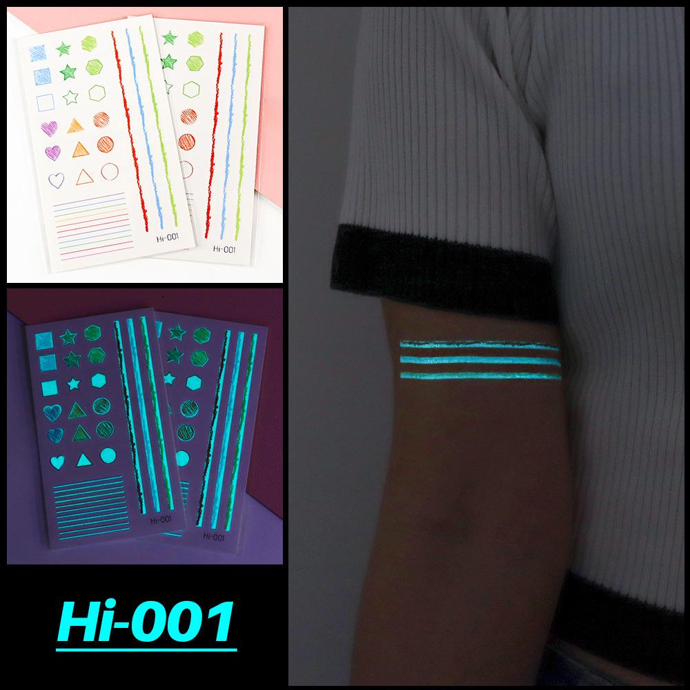 Electric Sound Festival Waterproof Blue Luminous Rainbow Tattoo Stickers