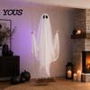 Swinging Ghost Light Halloween Decoration, Large Hanging Swing with LED String Lights, Button Battery Powered Figure for Outdoor Indoor Party