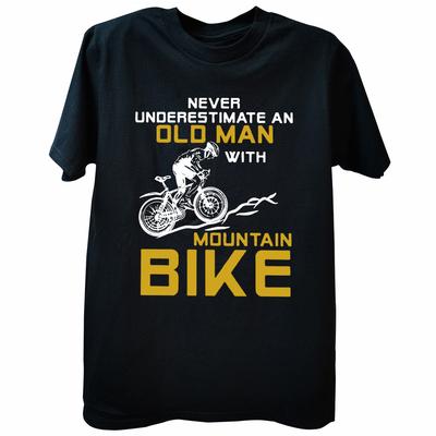 Never Underestimate An Old Unisex With A Mountain Bike T Shirt Bicycle Graphic Cotton Short Sleeve Birthday Gifts TshirtF
