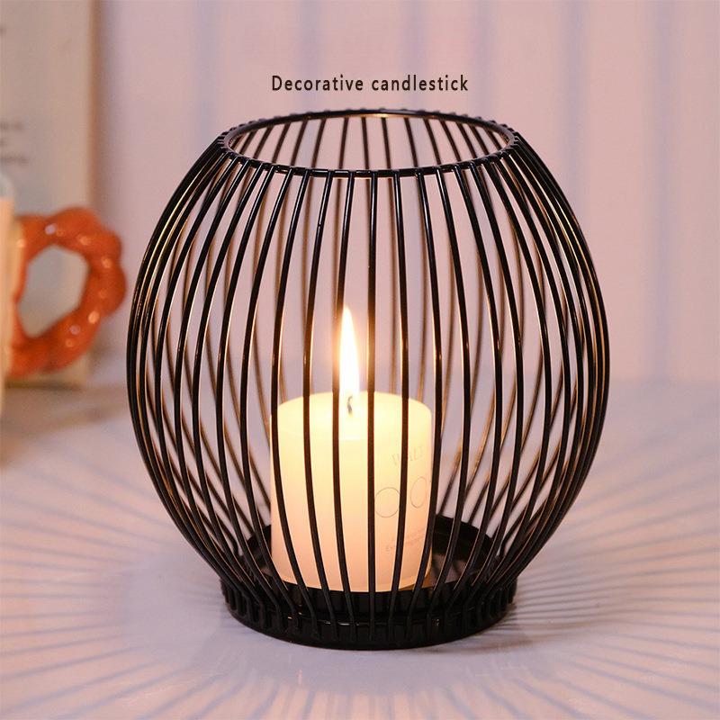 3-Piece Set, Black Lantern Candle Holder, Metal Vintage Wrought Iron Candle Holder, Standing Frame Craft Candle Holder Home Decoration Ornament