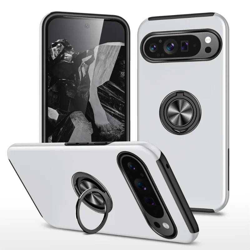 Magnetic Ring Holder Phone Case for Google Pixel 10 9 8 7 Pro XL 9A 8A 7A 6A WIth Kickstand Plastic Hard Shell Shockproof Cover