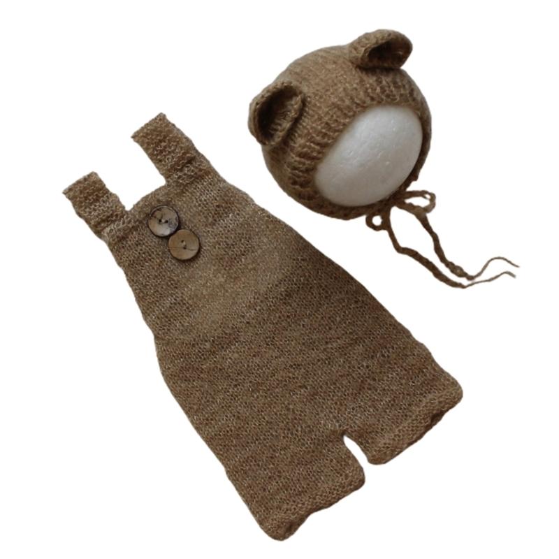 Recuzită Fotografie Bebeluș Pălărie Urs Costum Nou-născuți Recuzită Foto Căciulă Ședință Foto Bebeluș Costum Foto Bebelanș Jumpsuit Croșetat