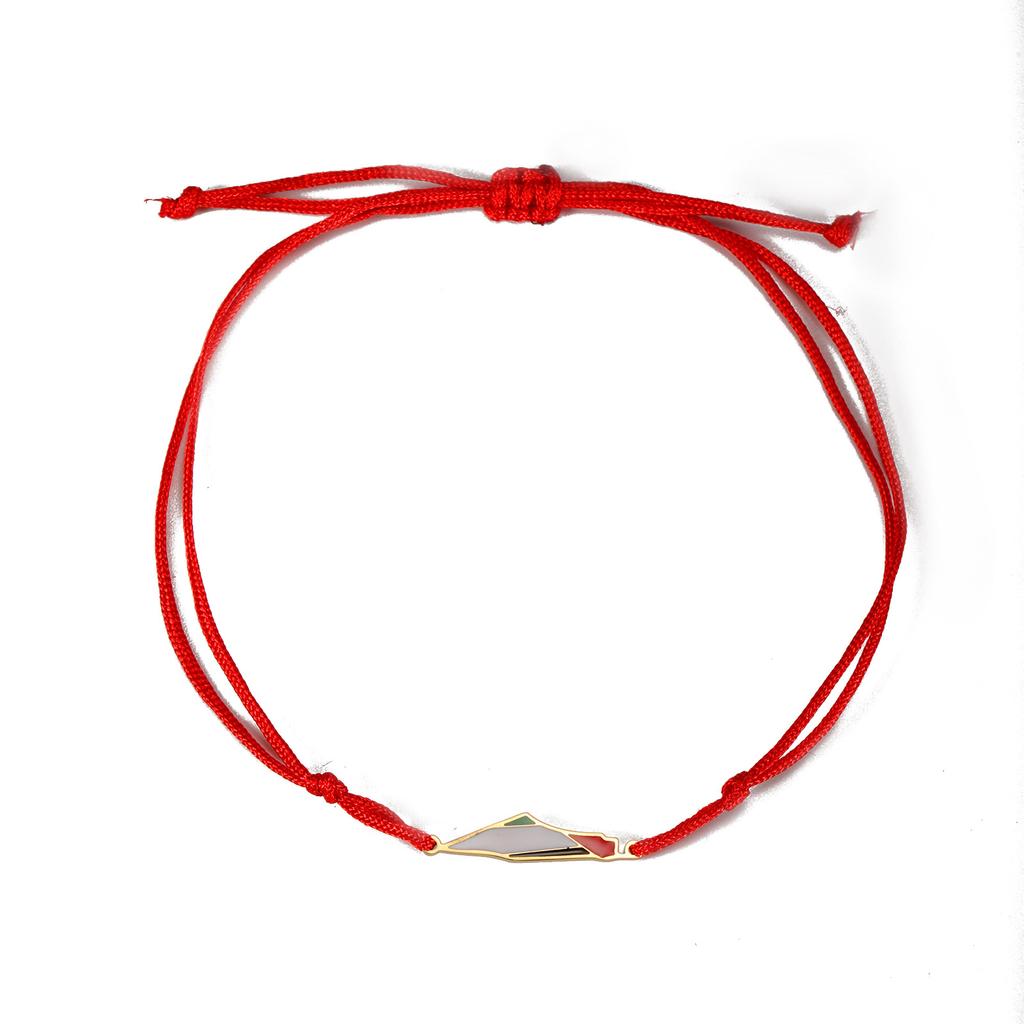 Jeshayuan Nuovi Braccialetti con Bandiera Mappa della Palestina per Donne Doppio Strato Ciondolo Mappa Paese Acciaio Inossidabile Braccialetto Corda per Coppia Regalo
