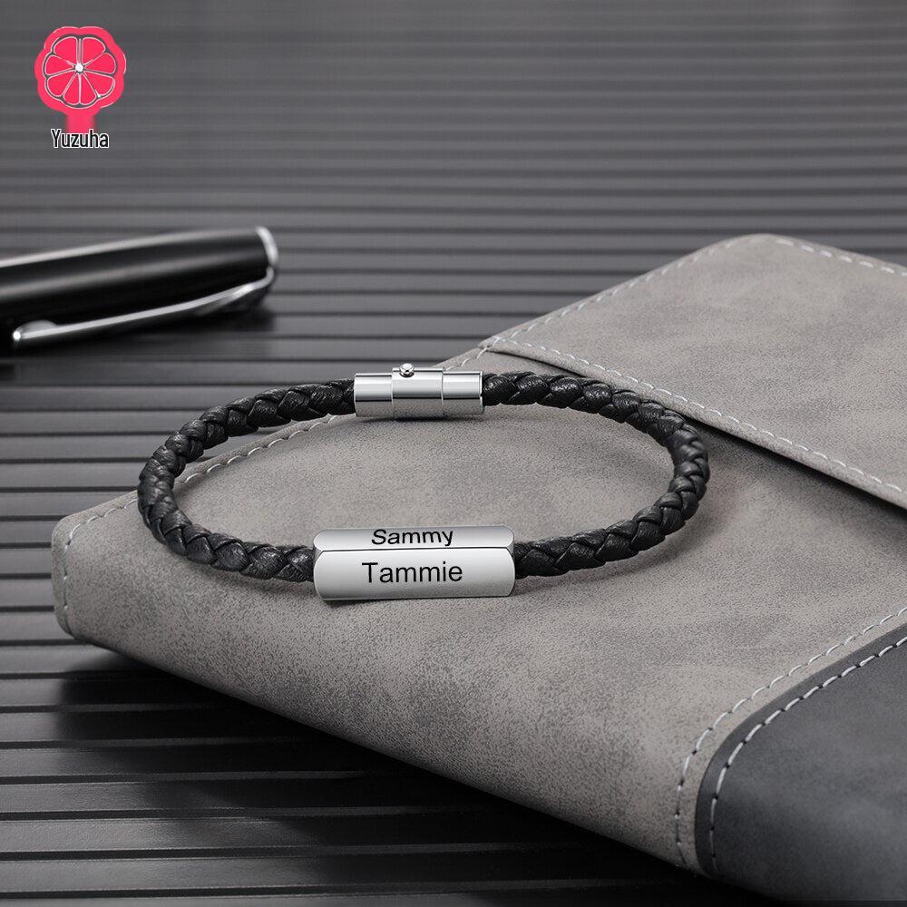 Stainless Steel Engraved Beaded Bracelet - Father's Day & Christmas Gift