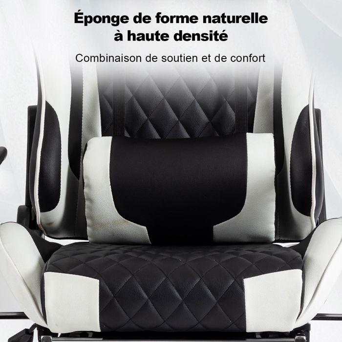Fauteuil Gaming - FOXSPORT - Réglable - Blanc - Accoudoirs 3D - Pédale Intégrée