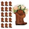 A25F-Flower Boxes Centerpiece Boot Shape Decorations For Party, Wedding, Baby Shower 16 Set- Western Cowboy Style