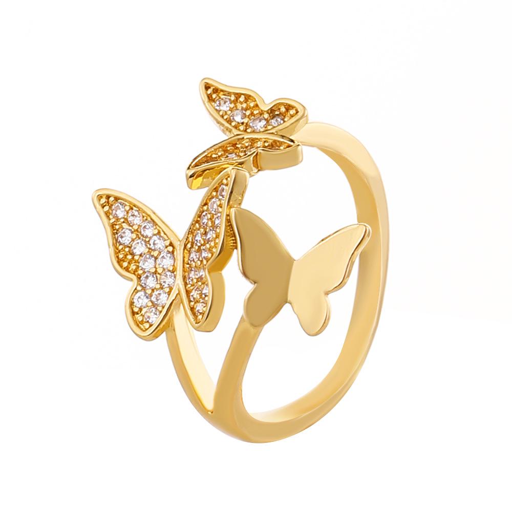 Europäischer & Amerikanischer Stil Kreative Kupfer Diamant Schmetterlingsringe für Damen - Zeigefinger Design