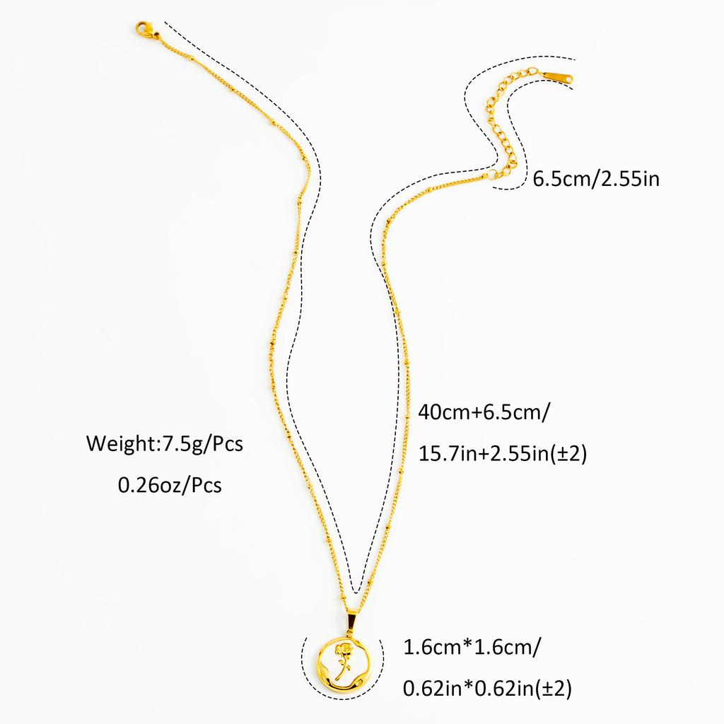 Round Brand Flower Zircon Pendant for Women's Fashion Stainless Steel Golden Charm Low Allergy Jewelry Gift Party Necklace