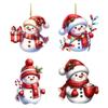 Snowman Christmas Tree Ornament Acrylic Cartoon Snowman Hanging Ornament for Car Rearview Mirror Window Christmas Tree Party Decor