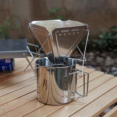Tragbarer Edelstahl-Kaffeefilterständer für Camping im Freien
