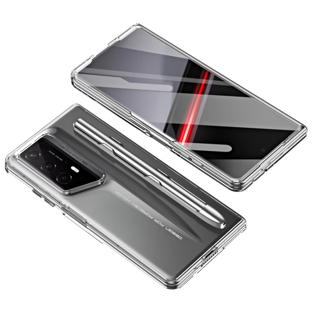 Für Honor Magic V2 RSR Porsche Design Hülle Hartes PC Handycover mit Stifthalterung Gehärtetes Glas Folie