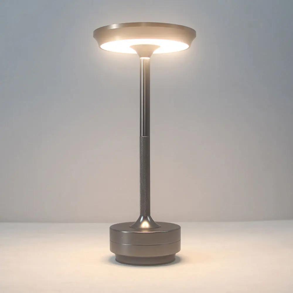 

Ретро светодиодная настольная лампа с сенсорным управлением, USB-зарядка, кафе-бар, лампа с скандинавским управлением, декоративная прикроватная лампа с регулируемой яркостью, атмосферный ночник серебряный