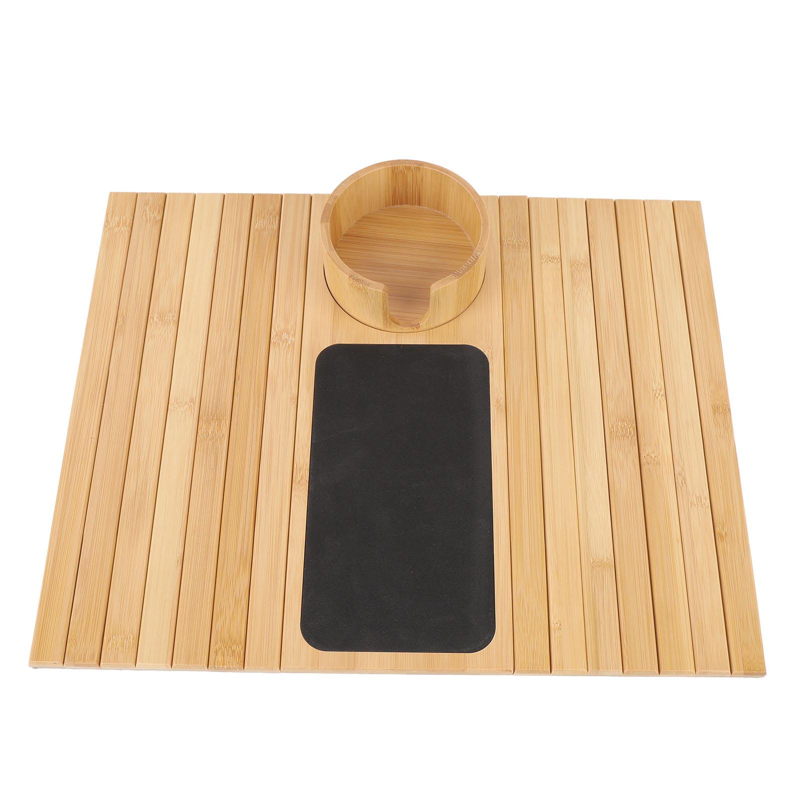 

Bamboo Sofa Armrest Tray Detachable Couch Cup Holder Couch Armrest Organizer for Dining Drinking