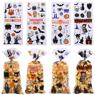 50Pcs Halloween Gift Bags Candy Cookie Packaging Bags Halloween Party Decor Supplies