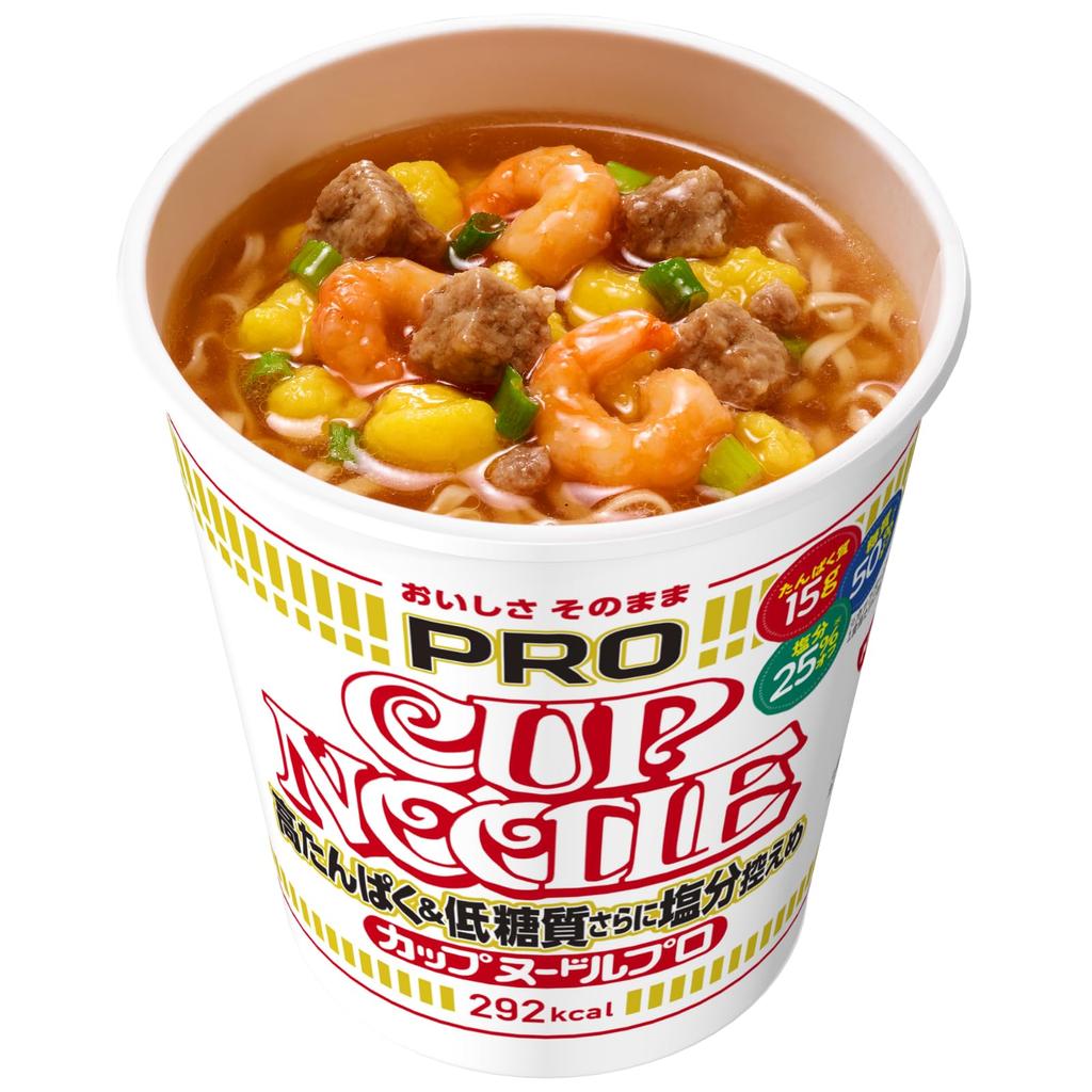 Nissin Cup Noodles High Low and Low Sodium as Instant Dietary 292kcal per 75g x 12 packs PRO, Protein, Carb, [Delicious Always], Noodles, Fiber,