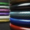 3PCS Laser Carbon Fiber Silicone Car Round Steering Wheel Cover Fiber Leather Wheel Booster Auto Cover Non-Slip Universal Parts