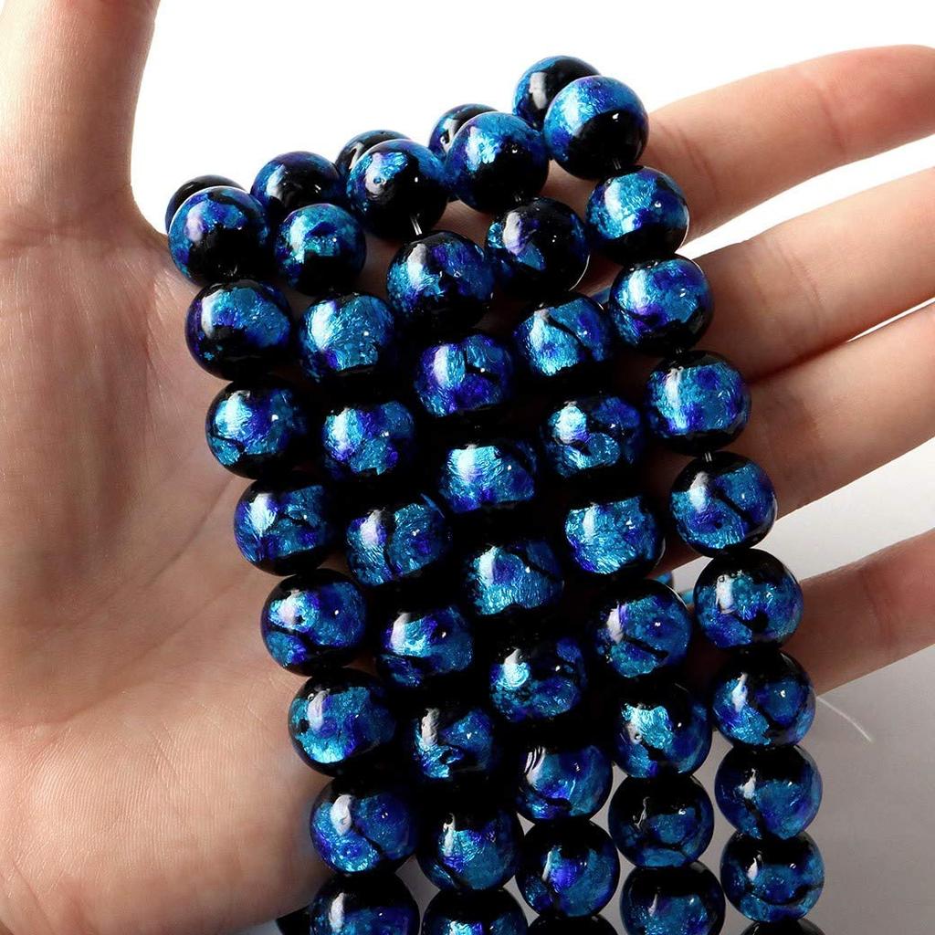 [GOLD STONE] Glow-in-the-dark Firefly Glass Beads, Blue, 14mm, 30 Beads, Sold Individually, 40cm Long, Okinawa, Type A, Glow-in-the-Dark