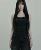ETRE AU SOMMET Side Lace Strap Cowl Halter Top (Black)