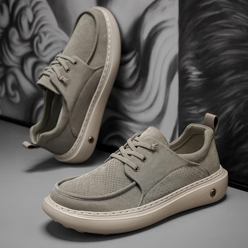 Herren Schwarze Leder Sportschuhe Atmungsaktiv Lässig Schnürschuhe Dicksohlige Schuhe Outdoor Walking Modeschuhe Designerschuhe Slipper