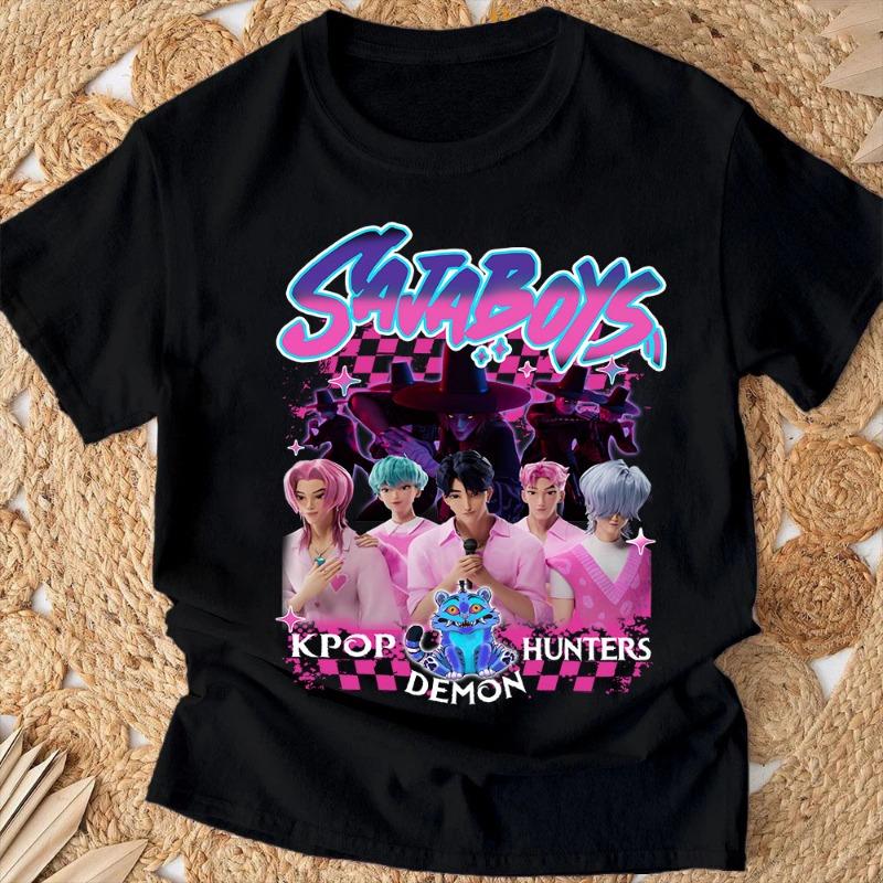 Saja Boys T shirt 2026 New Summer Casual Boys Girls Short Sleeve Tops Anime Kpop Demon Hunters Kids T-shirts Children's Clothing
