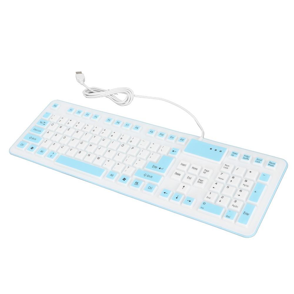 106 Keys Silicone Keyboard Waterproof Silent Keyboard Portable USB Wired Keyboard  Laptop Notebook