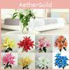 Premium 45cm 10 Heads Artificial Stargazer Lilies Realistic Silk Flower Bouquet For Home Decor