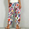 Women Plus Size Loose Fit Floral Paisley Printed Cross Hem Cropped Pants