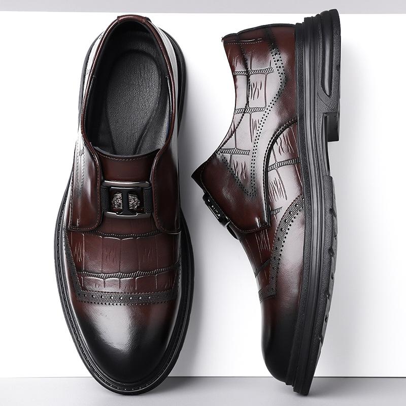 Fashion Spring Autumn New Men's Fashion Leather Shoes Business Formal Casual Leather Dress Shoes Solid Color Luxury Platform Shoe Male