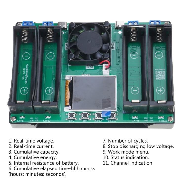 Industrial Grade Battery Capacity Tester Type-C Power-Supply Easy Operation